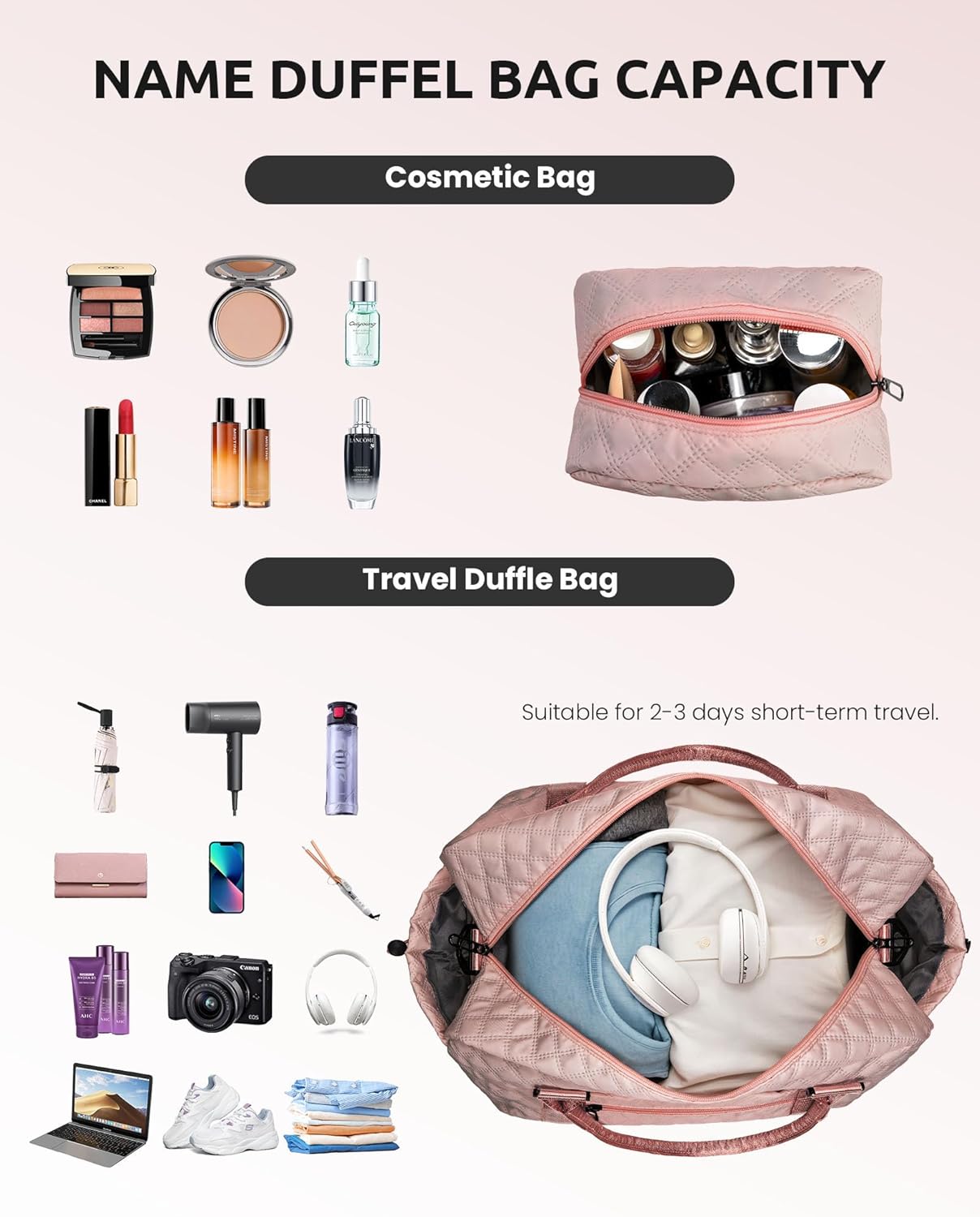 Birthday Gifts for 4 5 6 7 8 9 10 11 12 13 14 Year Old Girls-Duffle Bag with Shoe Compartment, Personalized Weekender Bag, Overnight Bag for Women, Travel Bag with Makeup Bag (Letter J)