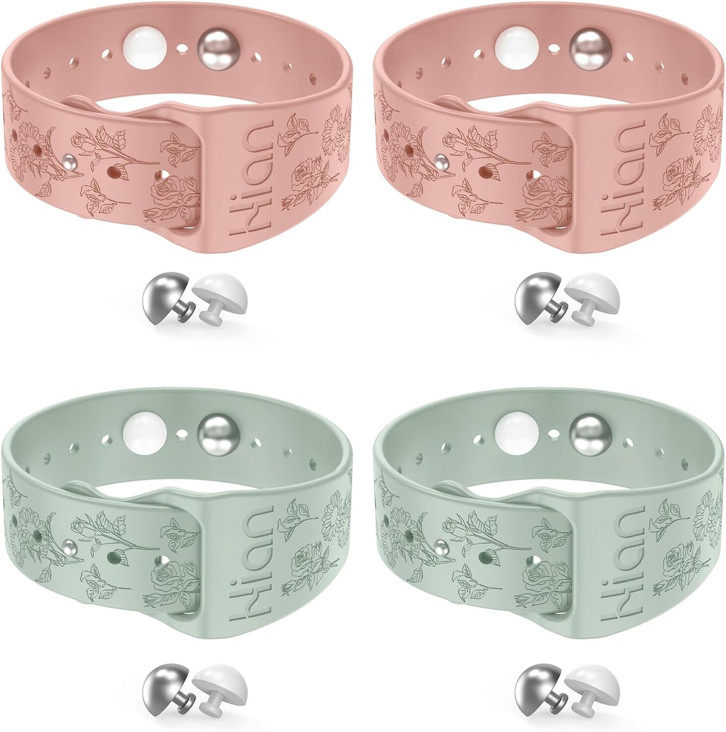 Hion Motion Sickness Bracelets Sea Sickness Wristbands for Motion Sickness/Morning Sickness/Pregnancy Nausea Anti Nausea Wristband Acupressure Nausea Bands Motion Sickness Bands（2Pairs-Pink+Beryl