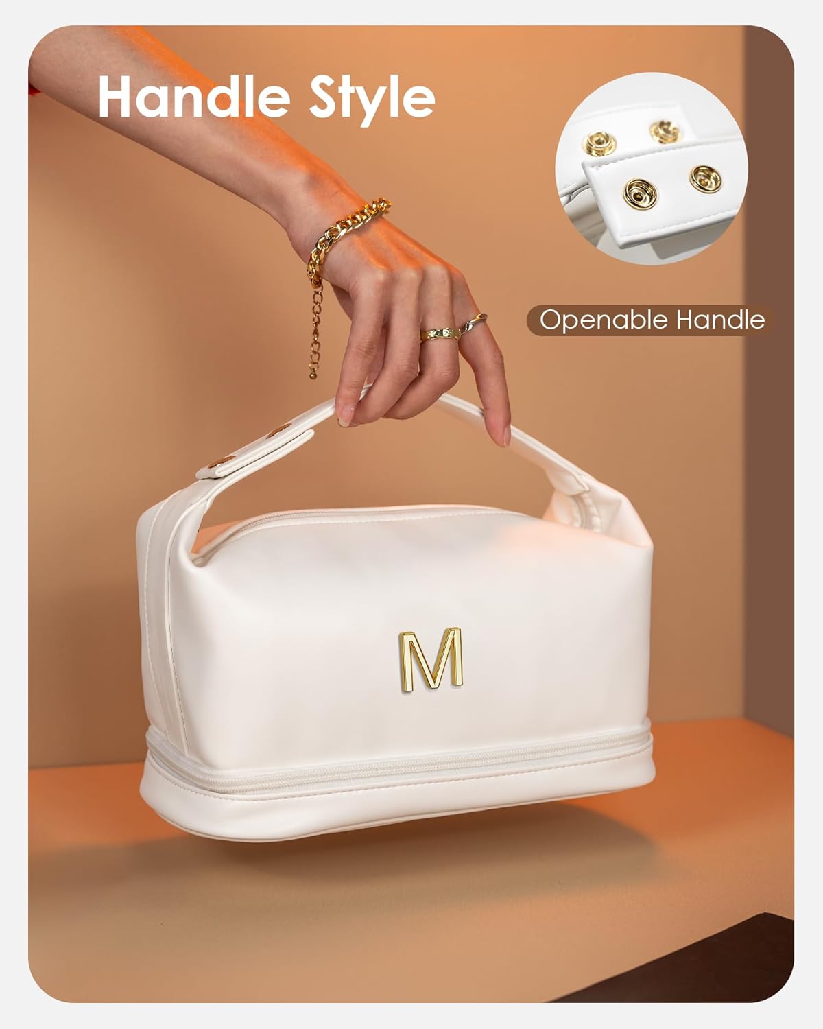Bridal Shower Gifts-Makeup Bag with Handle, Double Layer Cosmetic Bag, Makeup Bags Travel Toiletry Bag with Makeup Brush Organizer-Teen Girl gifts Trendy Stuff for Kids Girls/Graduation Gifts