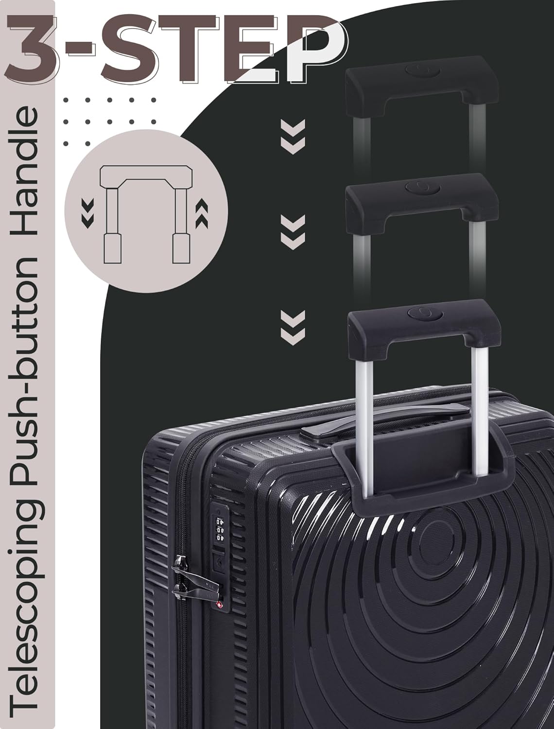 Luggage Sets 5 Piece, Suitcases with Wheels, Hardshell Suitcase Set, PP Carry on Luggage Set with TSA Lock, Travel Luggage