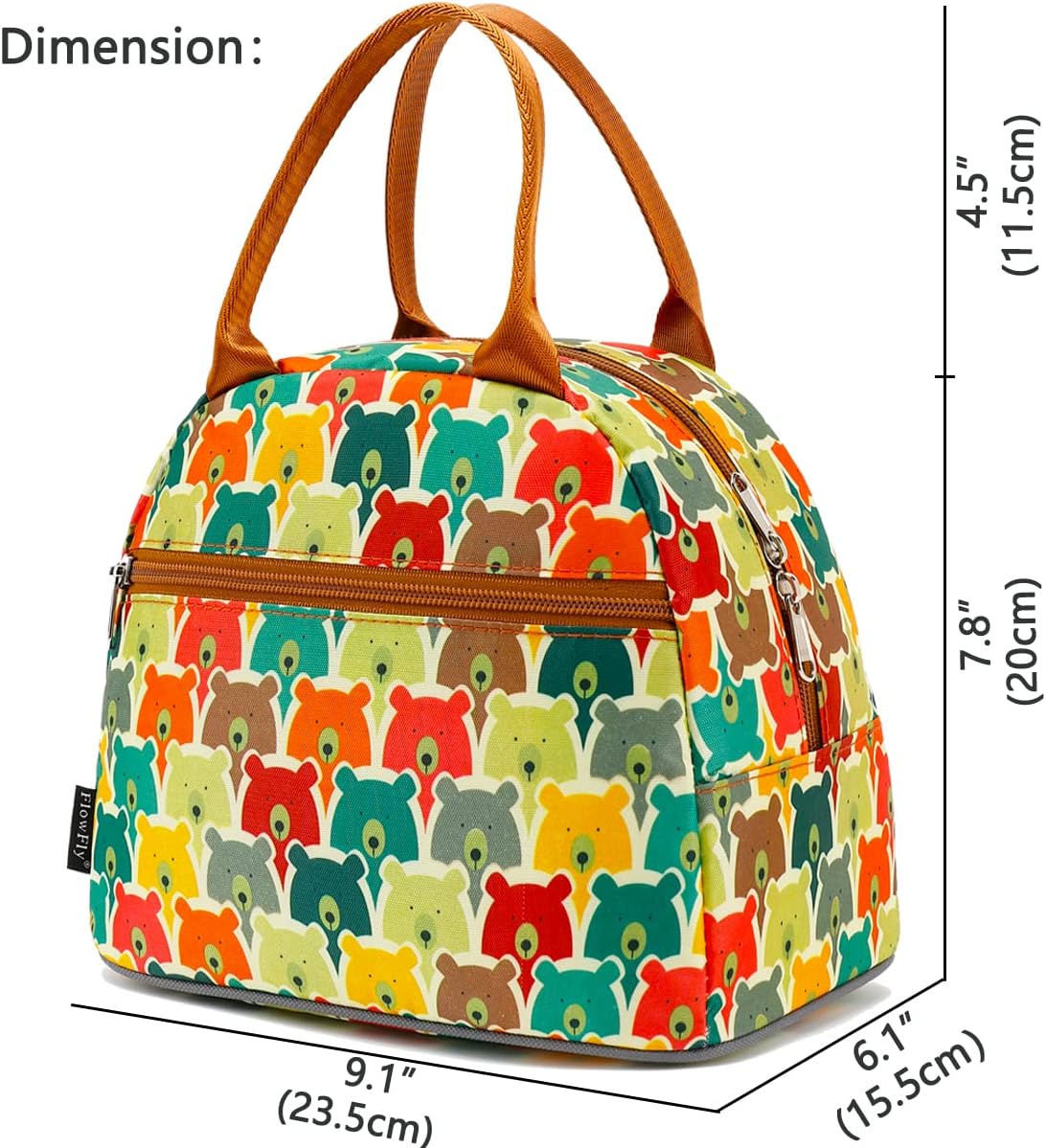 FlowFly Insulated Lunch Cooler Bag - Tote Bag Organizer for Women/Men, Bear