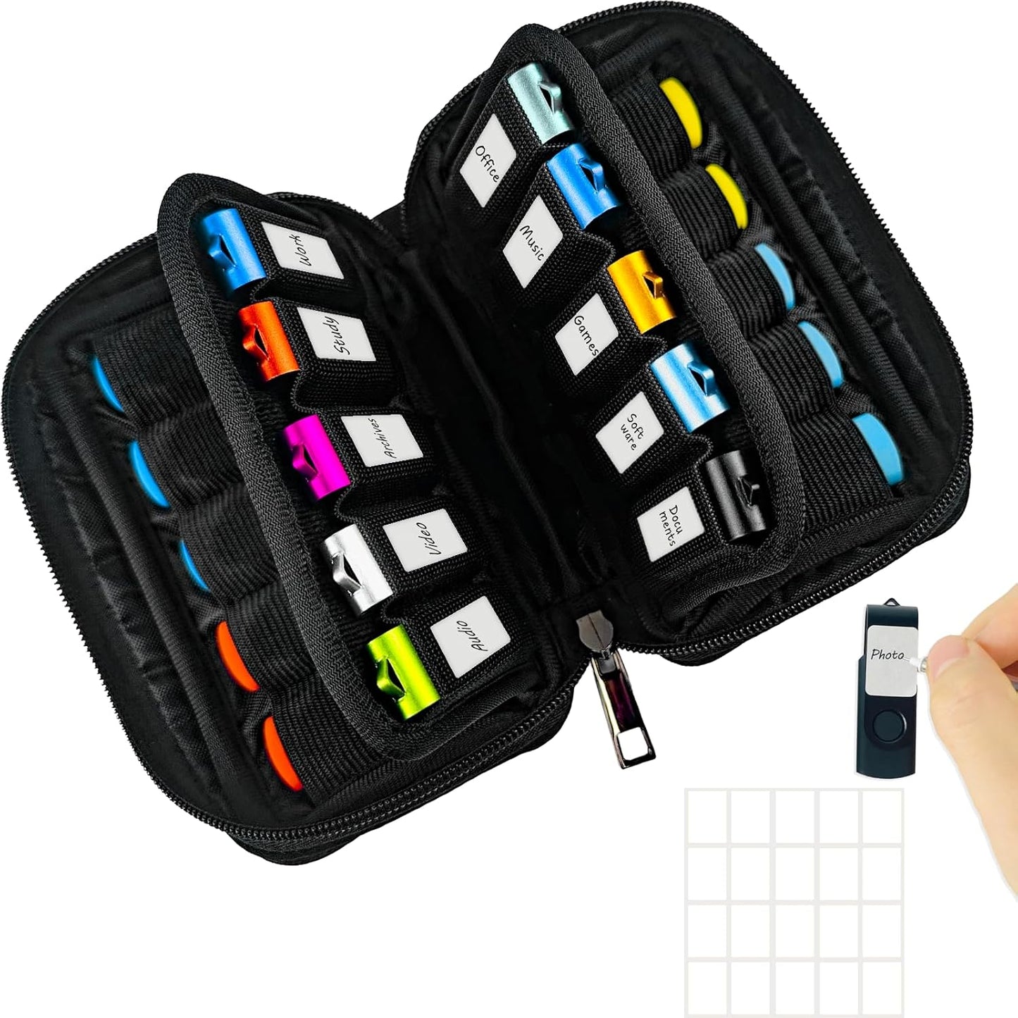 Flash Drive Case 20 Slots USB Storage Case JBOS USB Holder Storage Bag for USB Flash Drive Electronic Accessories Organizer for USB Flash Drive, USB Case, Thumb Drive Caes, Jump Drive Case
