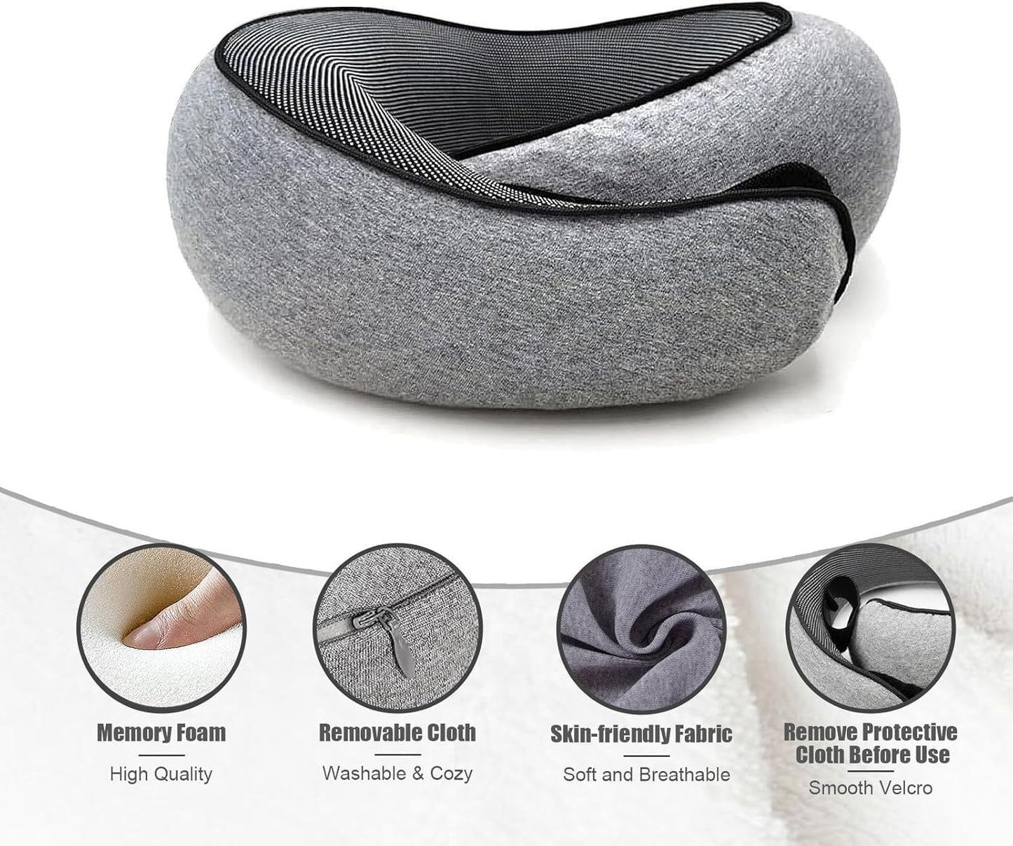 RURING Travel Pillows for Airplanes, Travel Neck Pillow Travel Pillow, Neck Pillow Airplane Memory Foam 360 Degree Support Stowable Pillows for Airplanes Offices and Cars 2PCS (Pink + Black)