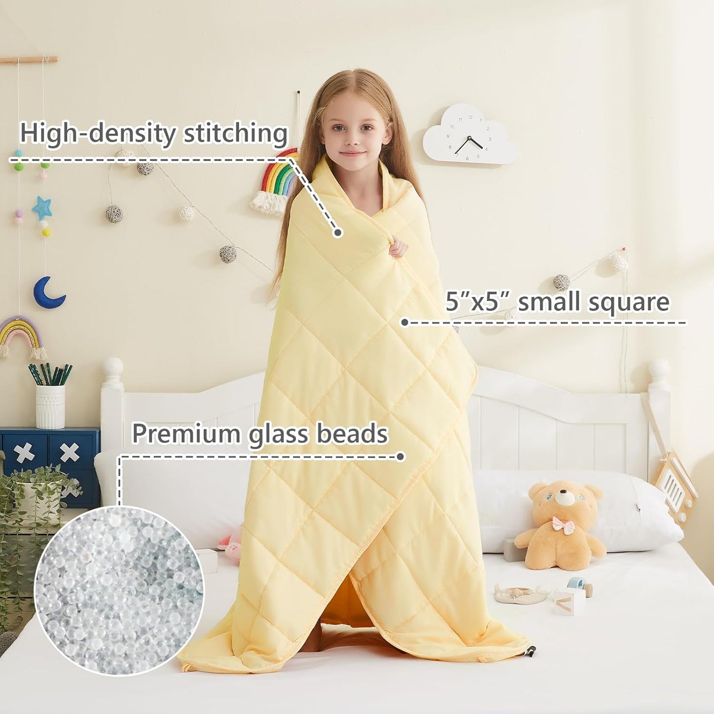 L'AGRATY Weighted Blanket - 40"x60" 10lbs Breathable Weighted Blanket Microfiber Material with Glass Beads