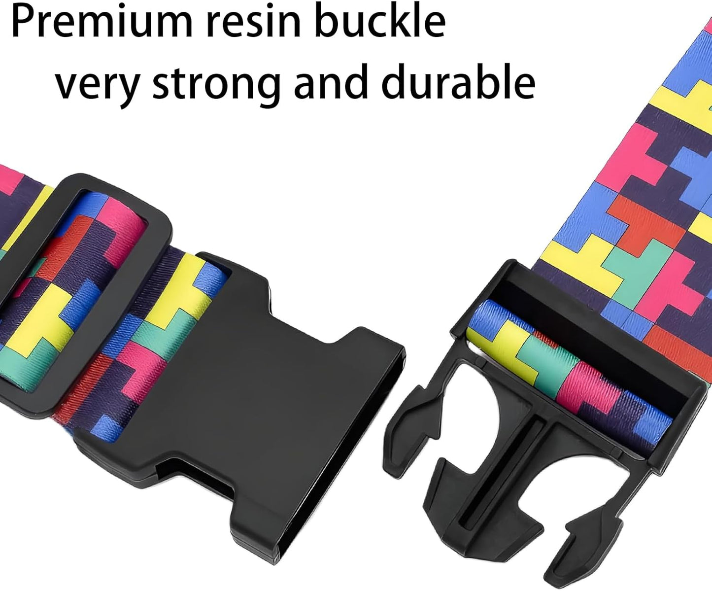 Puzzle Luggage Straps for Suitcases, Adjustable Luggage Travel Belt to Keep Luggage Security While Travel, Strong Polyester Fabric, Easy-to-Recognize Funny Pattern Travel Essentials, 2 Pack