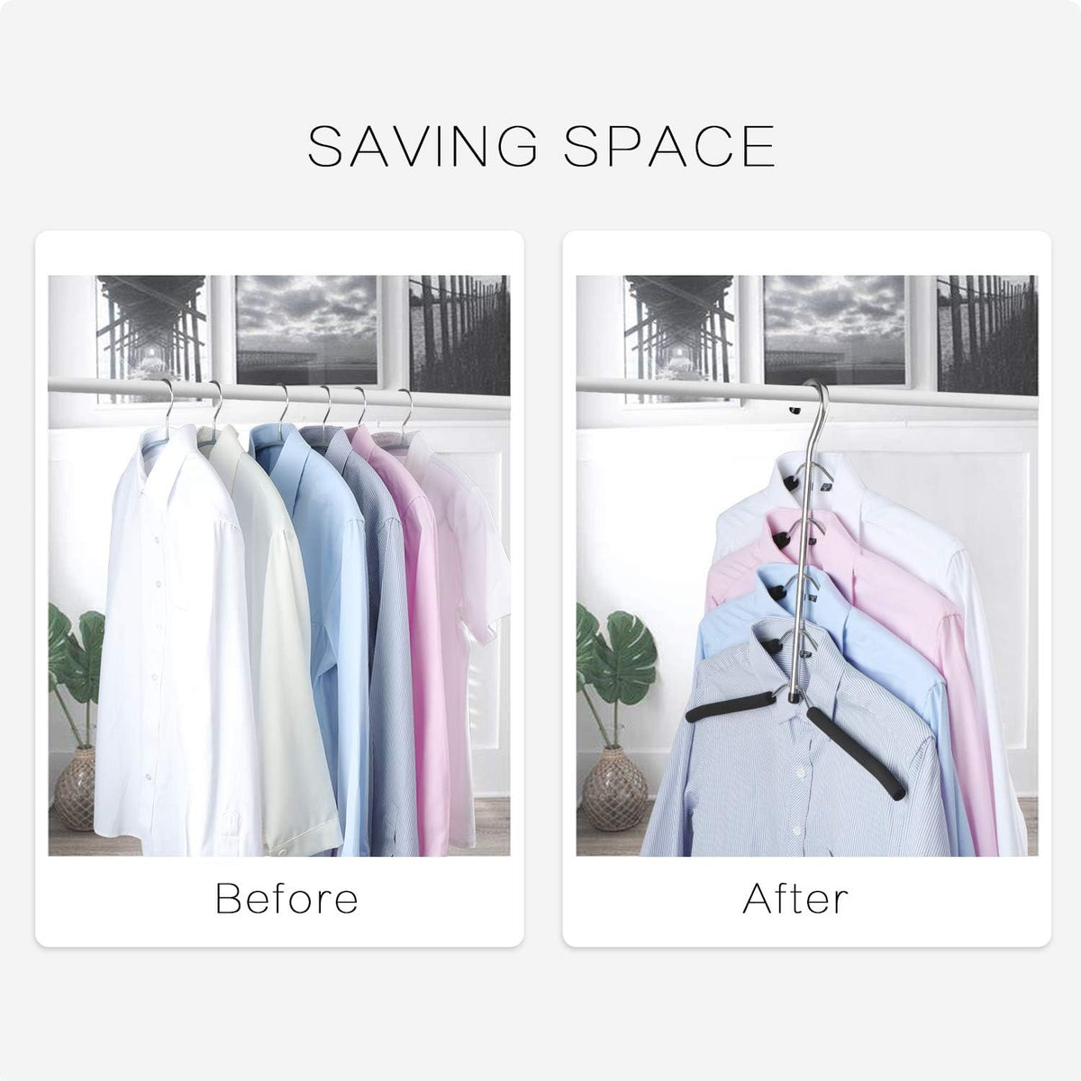 DOIOWN Blouse & Shirt Hangers - Non Slip Space Saving Stainless Steel Closet Organizer (2 Pack)