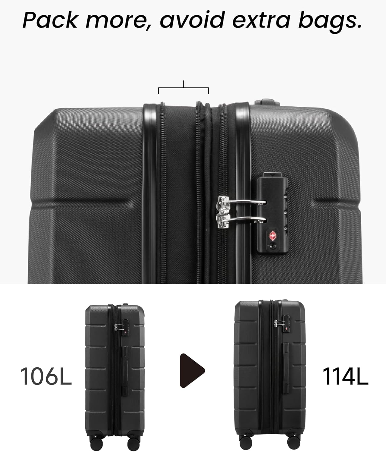28 Inch Luggage, Expandable Hardside Large Checked Suitcases with Wheels, Blue