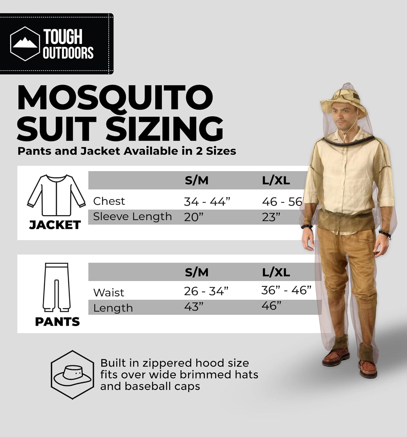 Tough Outfitters Mosquito Suit Jacket & Pants - Mosquito Repellent Clothing for Men & Women - Insect, Bug Proof Net Mesh Suit for Gardening & Outdoor - from Flies, Tick, Gnats - Med