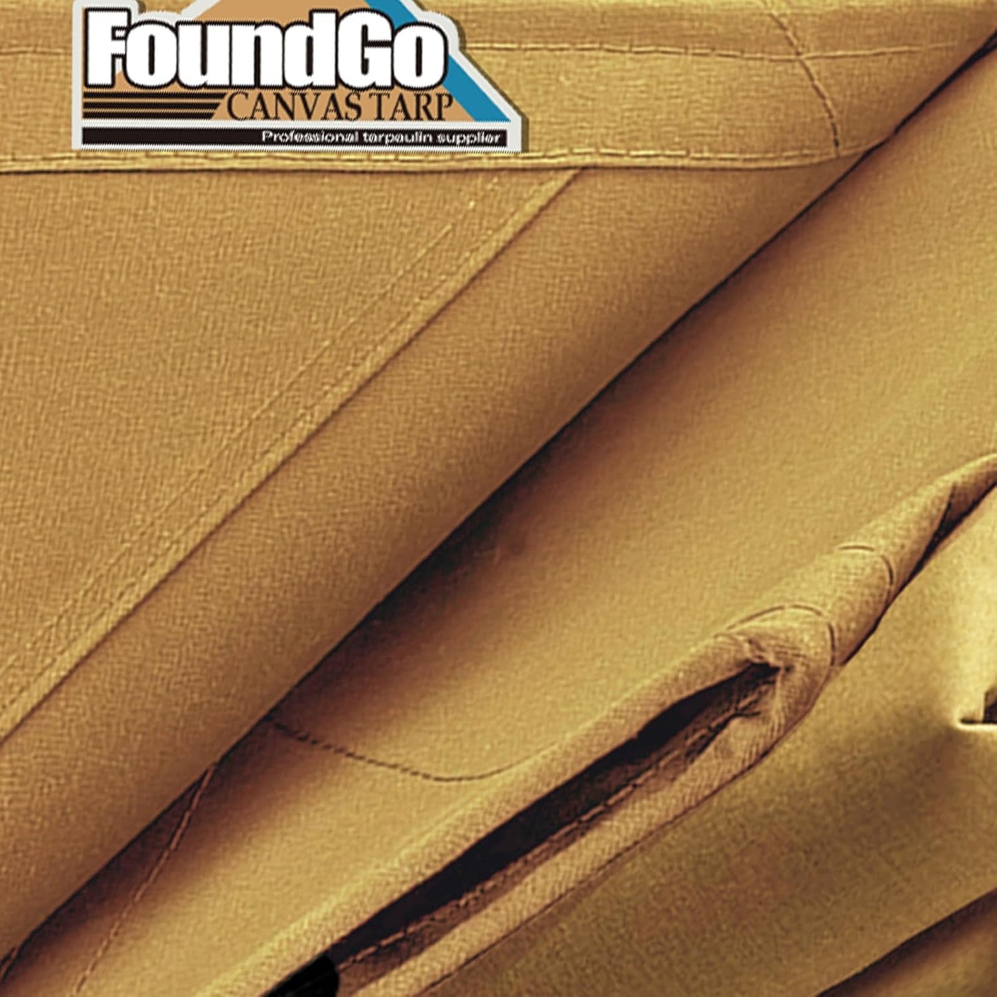 FoundGo 12x12ft Canvas Tarp 22 Mil Tarps 14 oz Canvas Tarpaulin Heavy Duty Cloth Water/UV Resistant Cover with Rustproof Grommets & Ropes for Cars,Roofs,Boats,Camps,Sunshades，Moisture Barrier -Tan
