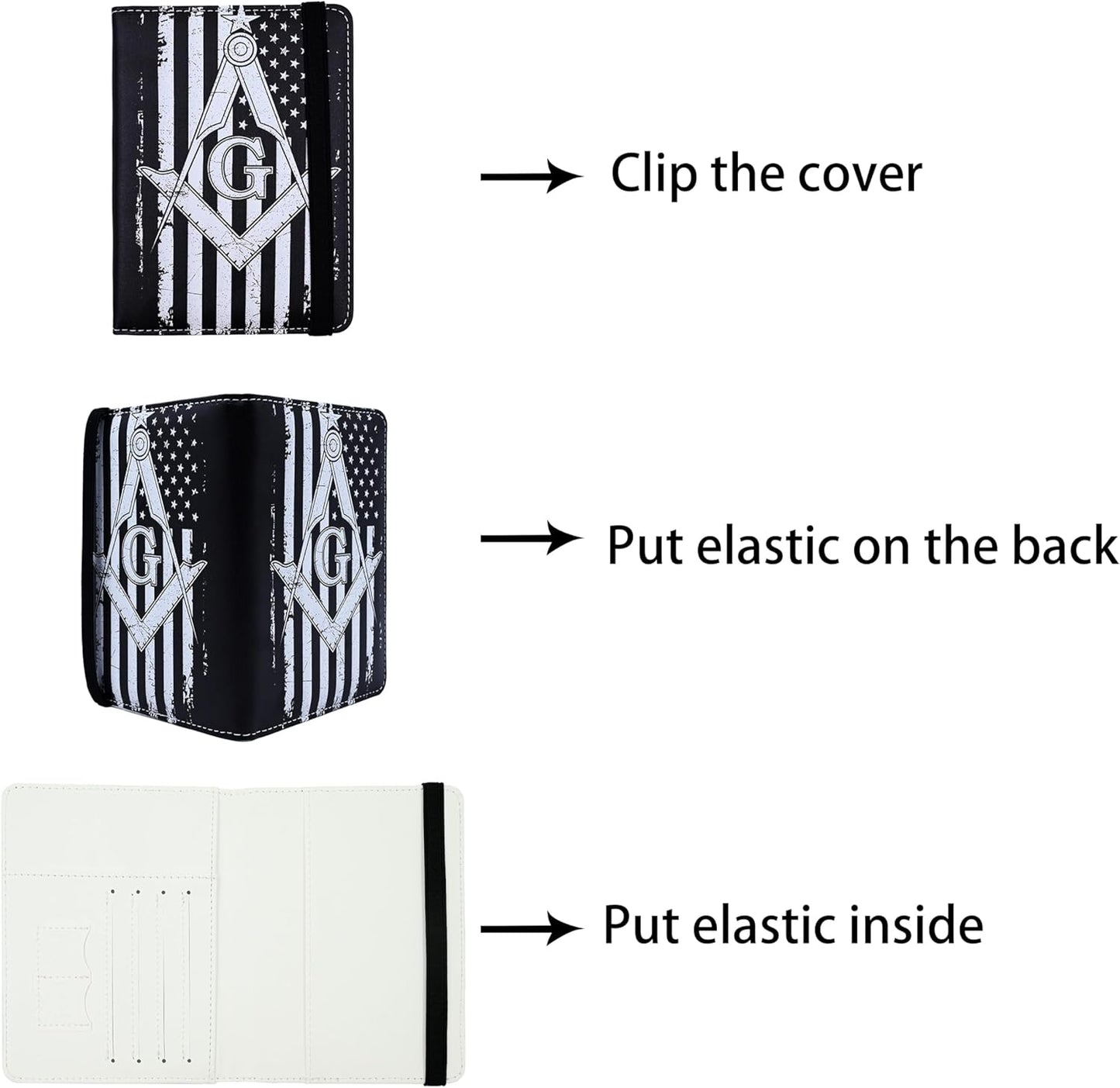 Passport Holder for Women and Men PU Leather Passport Cover for Travel (Masonic)
