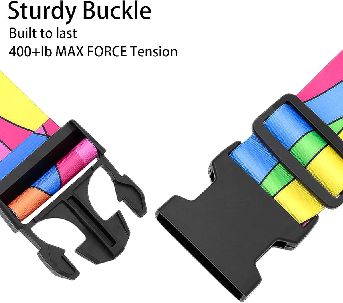 Colorful Luggage Straps for Suitcases, Adjustable Luggage Travel Belts to Keep Luggage Security While Travel, Strong Polyester Fabric, Easy-to-Recognize Stylish Design Travel Accessories, 2 Pack