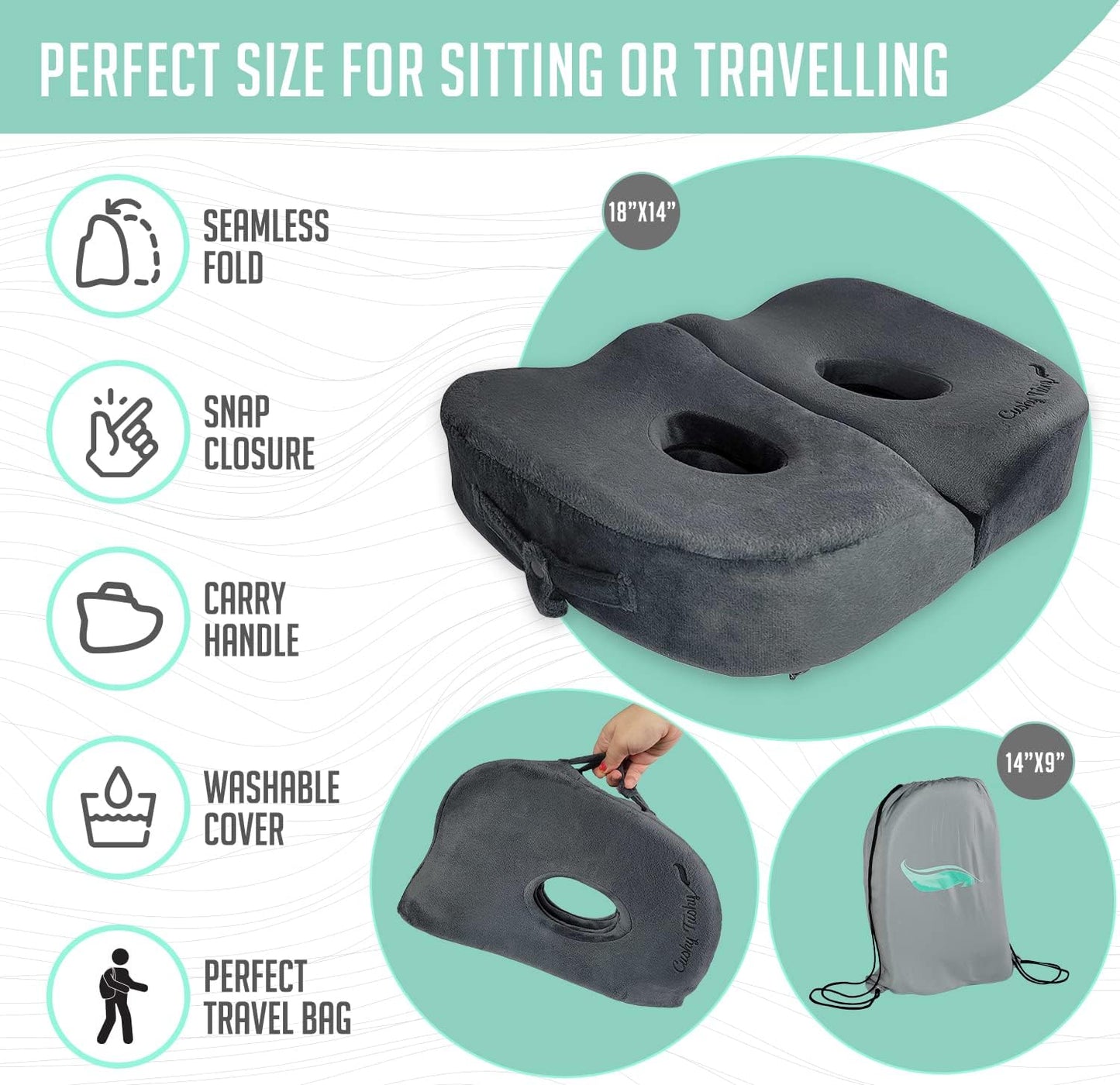 Foldable Sit Bone Seat Cushion - for Sit Bone Pain, Hip, Butt, Ischial Tuberosity, Hamstrings, and Sciatica Pain Relief - for Home, Office, and Driving…