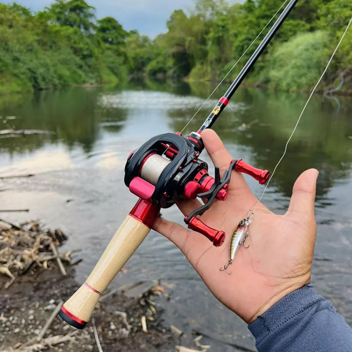 PURELURE Fishing Rod Telescopic, Carbon Fiber Spinning Casting Travel Rod, Spare Solid Carbon Tip, 3A Cork Handle, ABS Metal Reel Seat, Floating Guide Ultralight Portable Fishing Pole