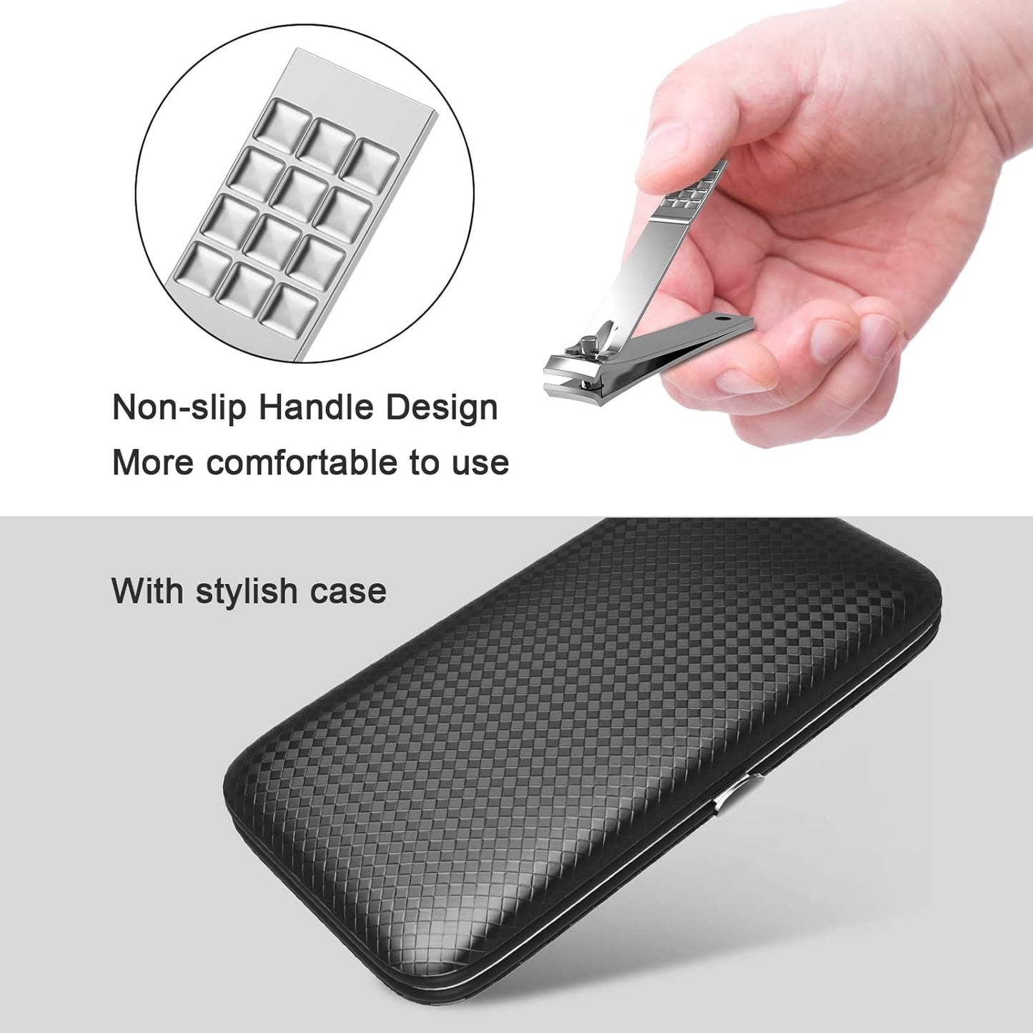 Manicure, Pedicure Kit, Nail Clippers, Professional Grooming Kit, Nail Tools with Luxurious Travel Case, Set of 12 … (nail clippers 12pcs)