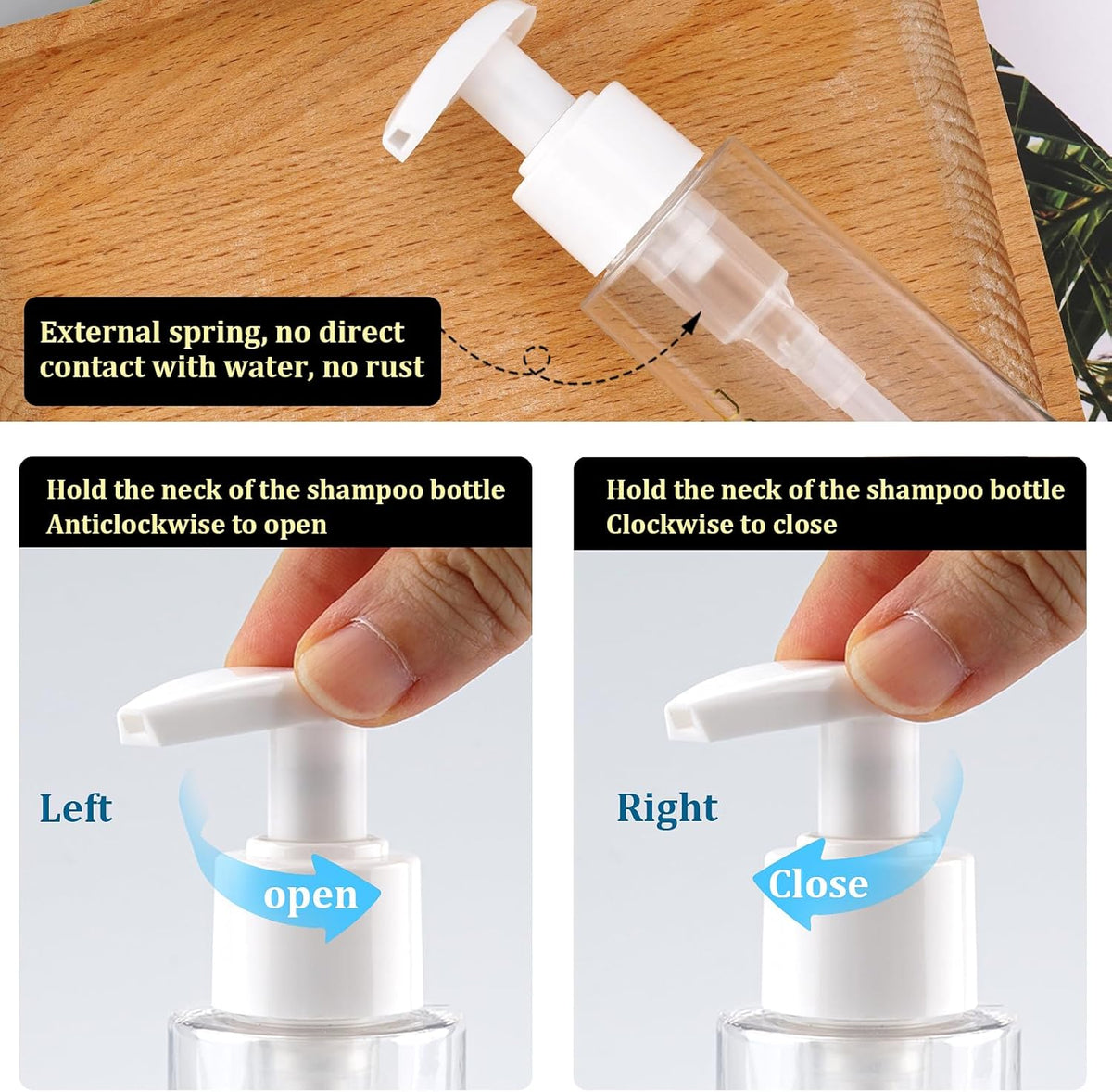 Travel Bottles Plastic Pump Bottle Dispenser Tsa Approved 3.4oz/100ml 4 Pack Refillable Shampoo and Conditioner Empty Travel Size for Cosmetic, Lotion, Liquid Soap (Clear)