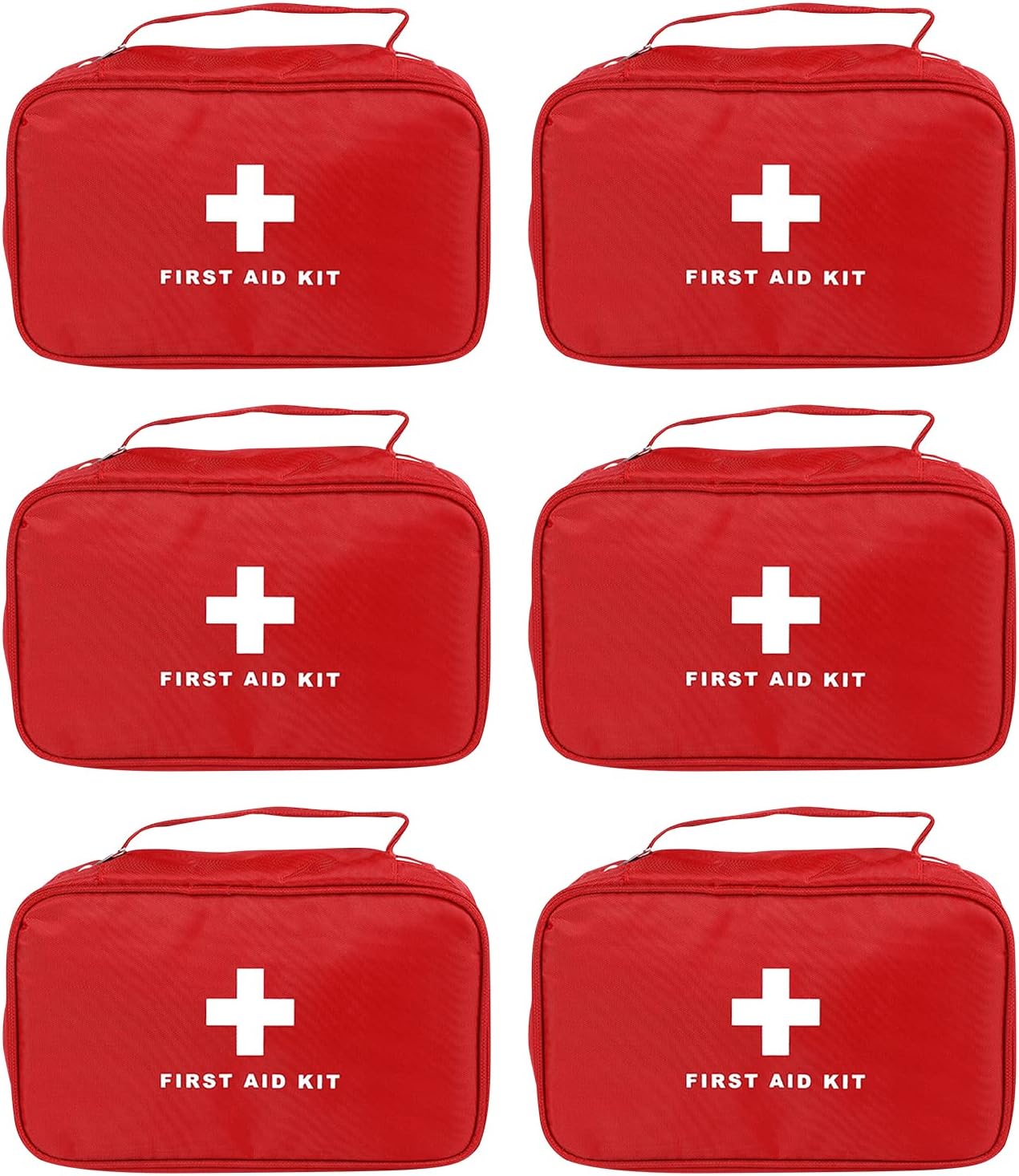 AOUTACC 6pcs First Aid Bag Empty, Waterproof Durable First Aid Kit Bag Empty with Zippered,First Responder Storage Medicine Emergency Bag for Home Office Kitchen Outdoor Travel Camping Activities-Red
