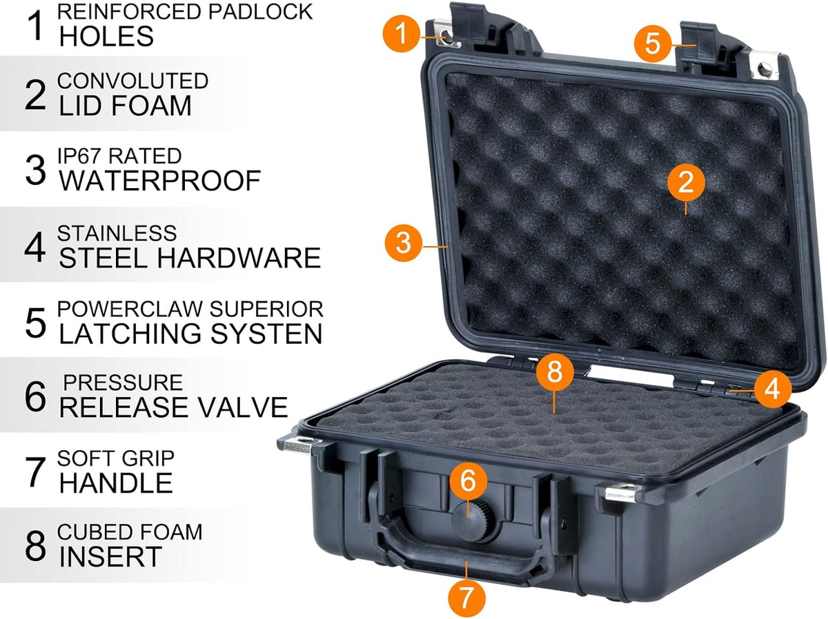 MEIJIA Portable All Weather IP67 Waterproof Protective Case,Hard Camera Case,Dry Case with Customizable Foam,Fit Use Of Drones,Camera,Equipments,10.62 x9.68x4.87inches