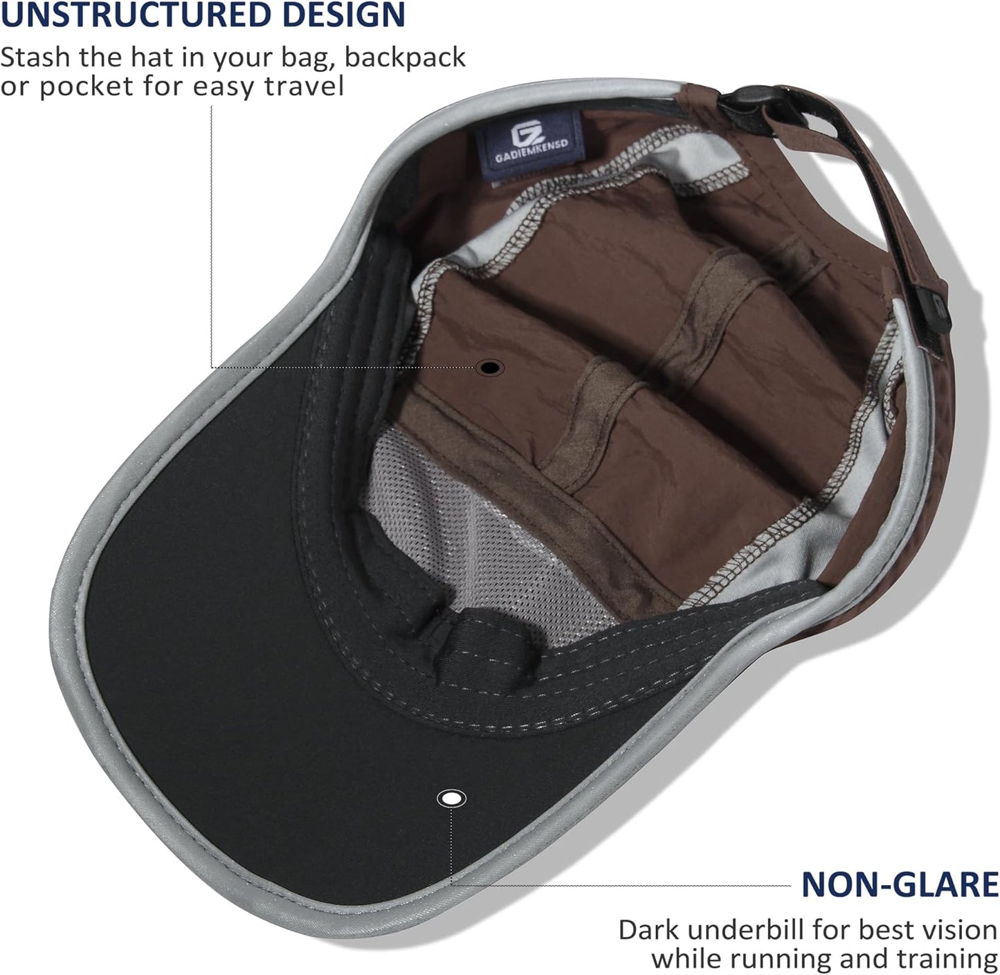 GADIEMKENSD Reflective Folding Outdoor Hat Unstructured Design UPF 50+ Sun Protection Sport Hats for Womens and Mens