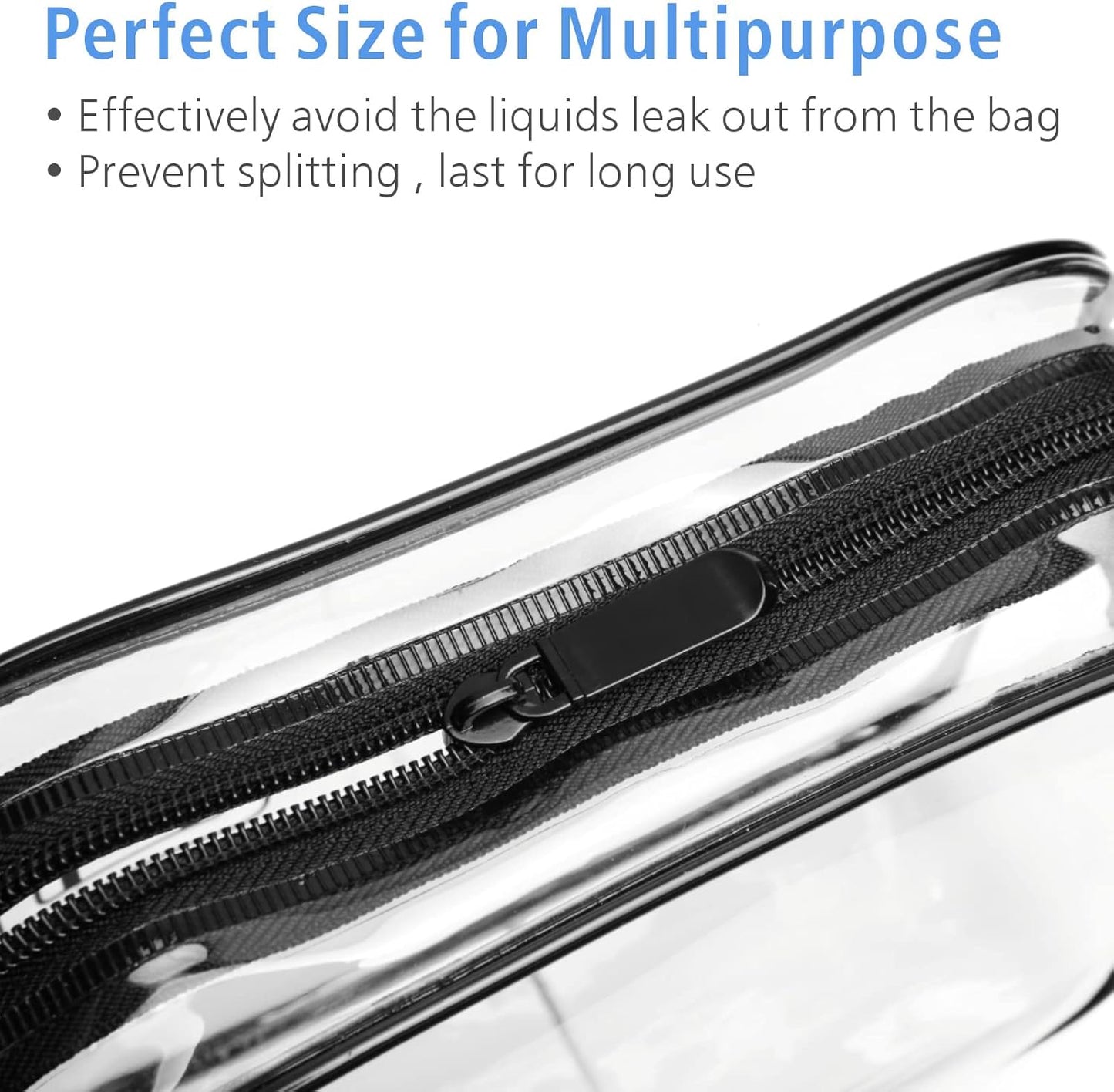 PACKISM Clear Makeup Bags, 4 Pack Quart Size Travel Bag TSA ApprovedTravel for Toiletries, Cosmetic Bags Carry on Clear Toiletry TSA Approved Toiletry, Black