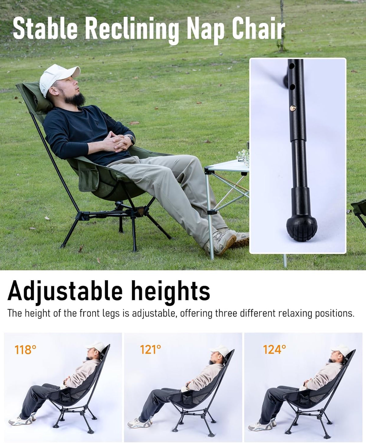iClimb Ultralight Compact Camping Folding Beach Chair with Anti-Sinking Large Feet