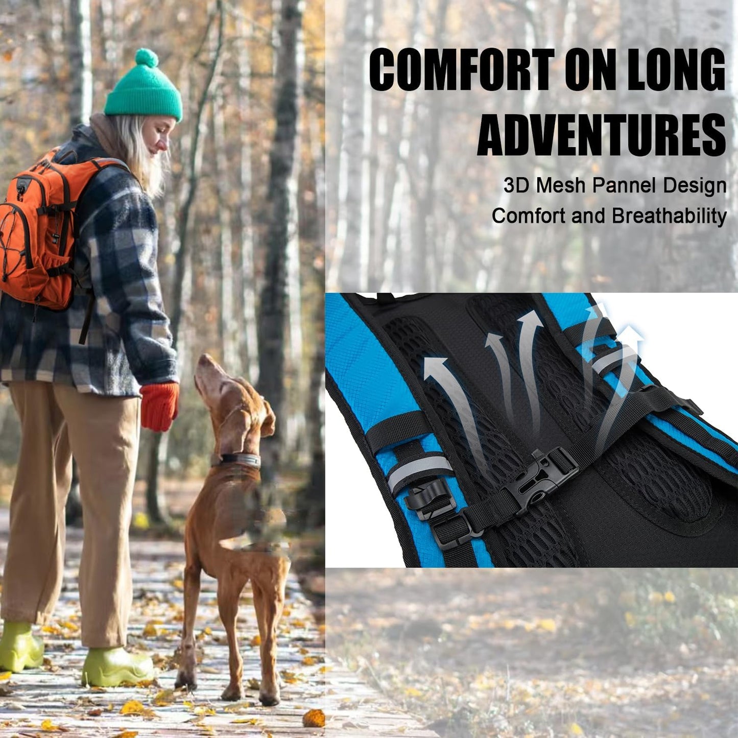 Hydration Backpack Pack with 2L Water Bladder 18L Hiking Backpack Women Men Lightweight Hydropack Insulated Daypack for Biking, Running, Festival