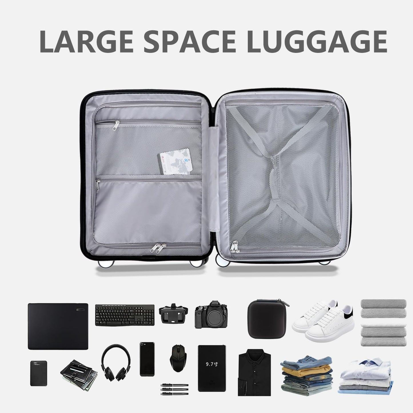 28 Inch Luggage with Spinner Wheels, Lightweight Expandable PC Hardside Large Checked Luggage with TSA Lock, Durable Rolling Suitcase, Green