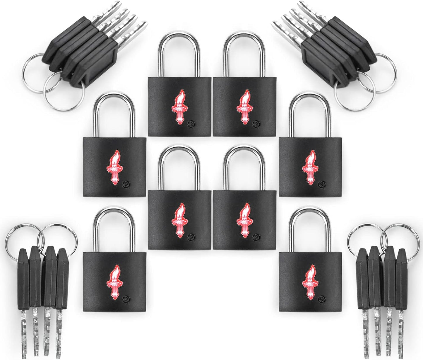 TSA Approved Locks for Luggage Set of 8 TSA Accepted Key Travel Suitcase Locks Padlock Apply to Locker Lock, Suitcase, Carry On, Backpack, Laptop Bag (Black 8 Pack)