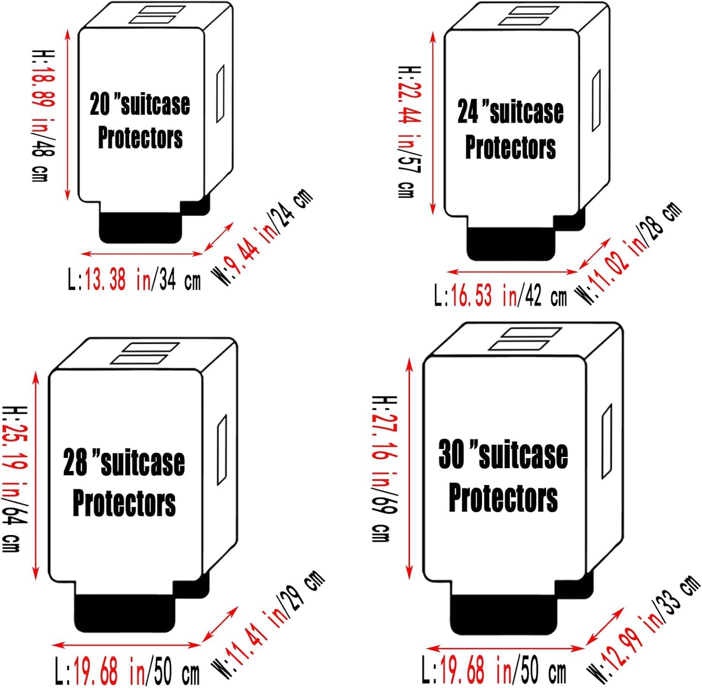 24 Inch Clear PVC Luggage Cover, 0.2mm Thick Lightweight Waterproof, Dustproof, Anti-Scratch Suitcase Cover, Luggage Covers for Suitcase TSA Approved, Fits 23"-24" Wheeled Luggage