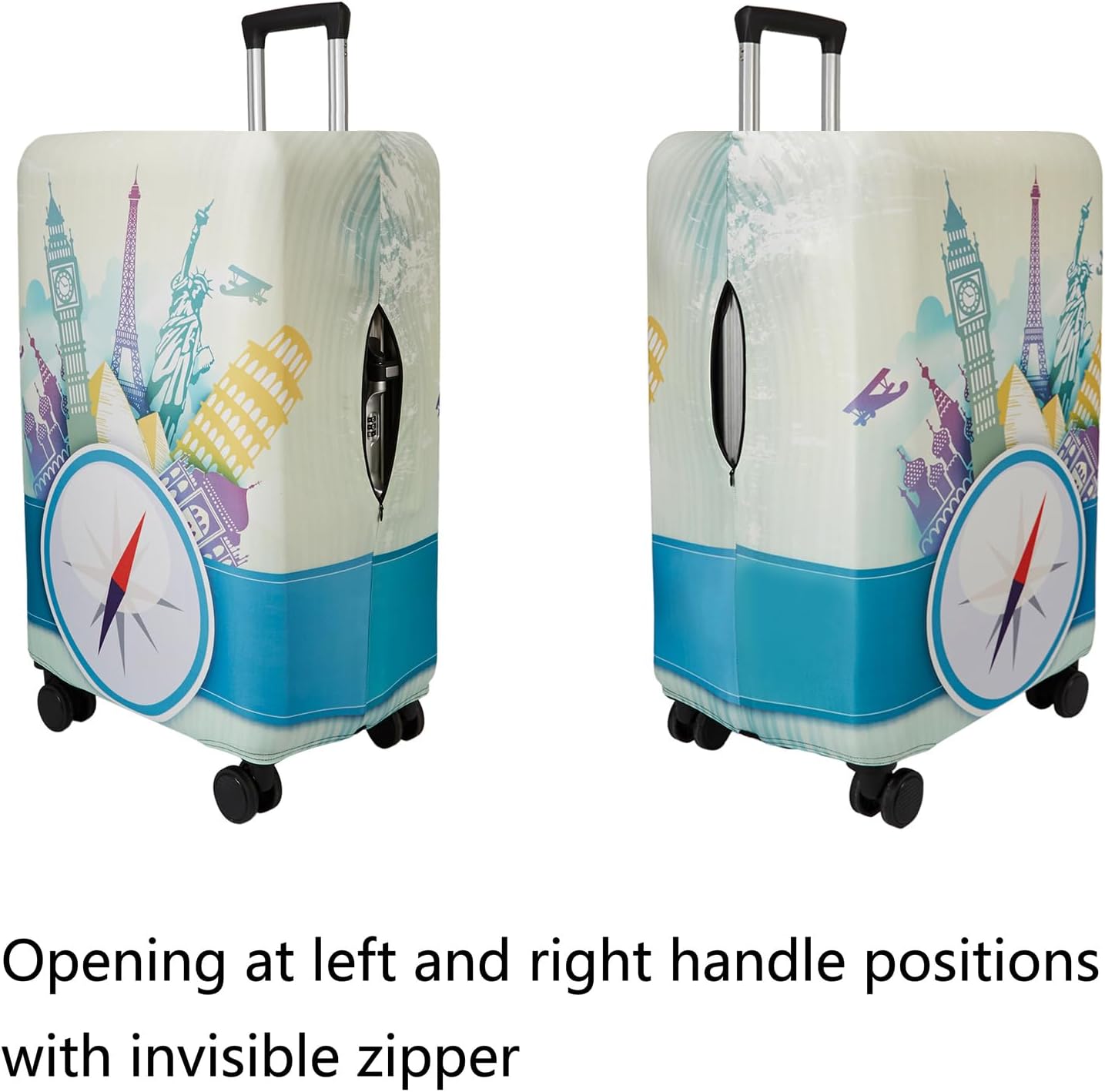 WUJIAONIAO Travel Luggage Cover Baggage Suitcase Cover Protector Skins 18-32 Inch (compass, XL (for 29-32 inch luggage))