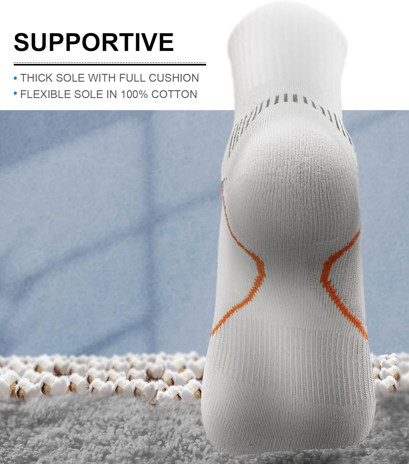 BULLIANT Compression Socks for Men 6Pairs, Athletic Crew Socks Cushioned For Men Sports Running-Arch Support