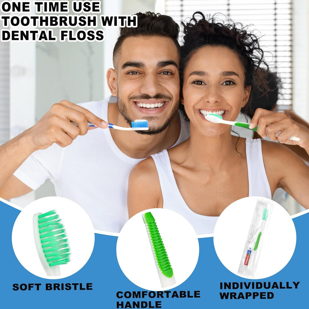 Disposable Toothbrushes with Toothpaste and Floss,10pcs Single Use Individually Wrapped Disposable Travel Toothbrushes and Dental Floss Kit Bulk for Homeless,Airbnb,Dentist,Hotel(5 Colors)
