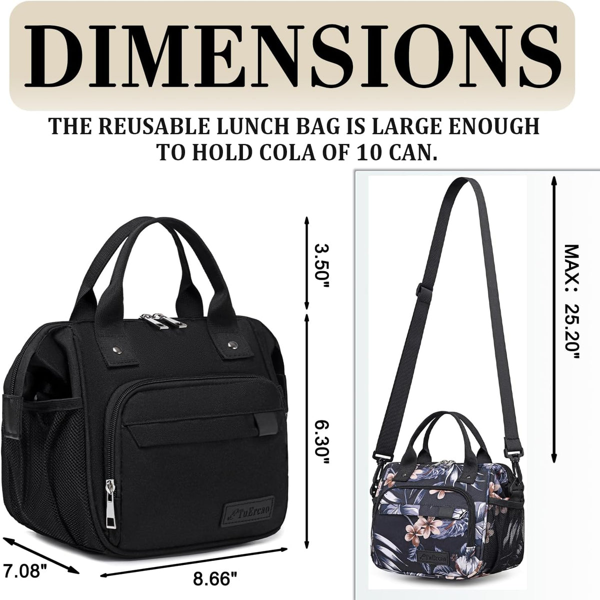 Hibiscus Small Lunch Bag Lightweight Insulated Lunch Box for Women Work Portable Soft Cooler for Picnic Travel Road Trips, Loncheras para Mujer