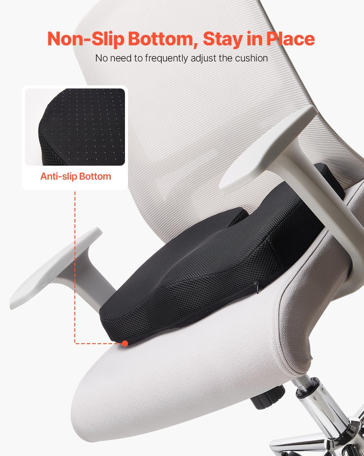 VEVOR Seat Cushion, Cooling Gel + Memory Foam Seat Cushion, Pressure-Relief Wheelchair Seat Pad with U-Shaped Cutout & Removable Cover, Lightweight and Portable for Travel, Car, Office, Airplane