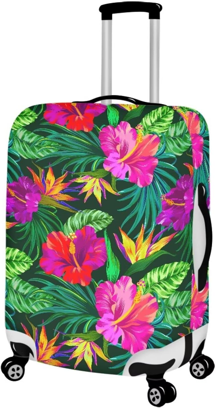 Tropical Floral Leaf Print Suitcase Cover Womens Travel Luggage Protector Cover Suitcase Baggage Decoraitve Covers for 30-32 inches