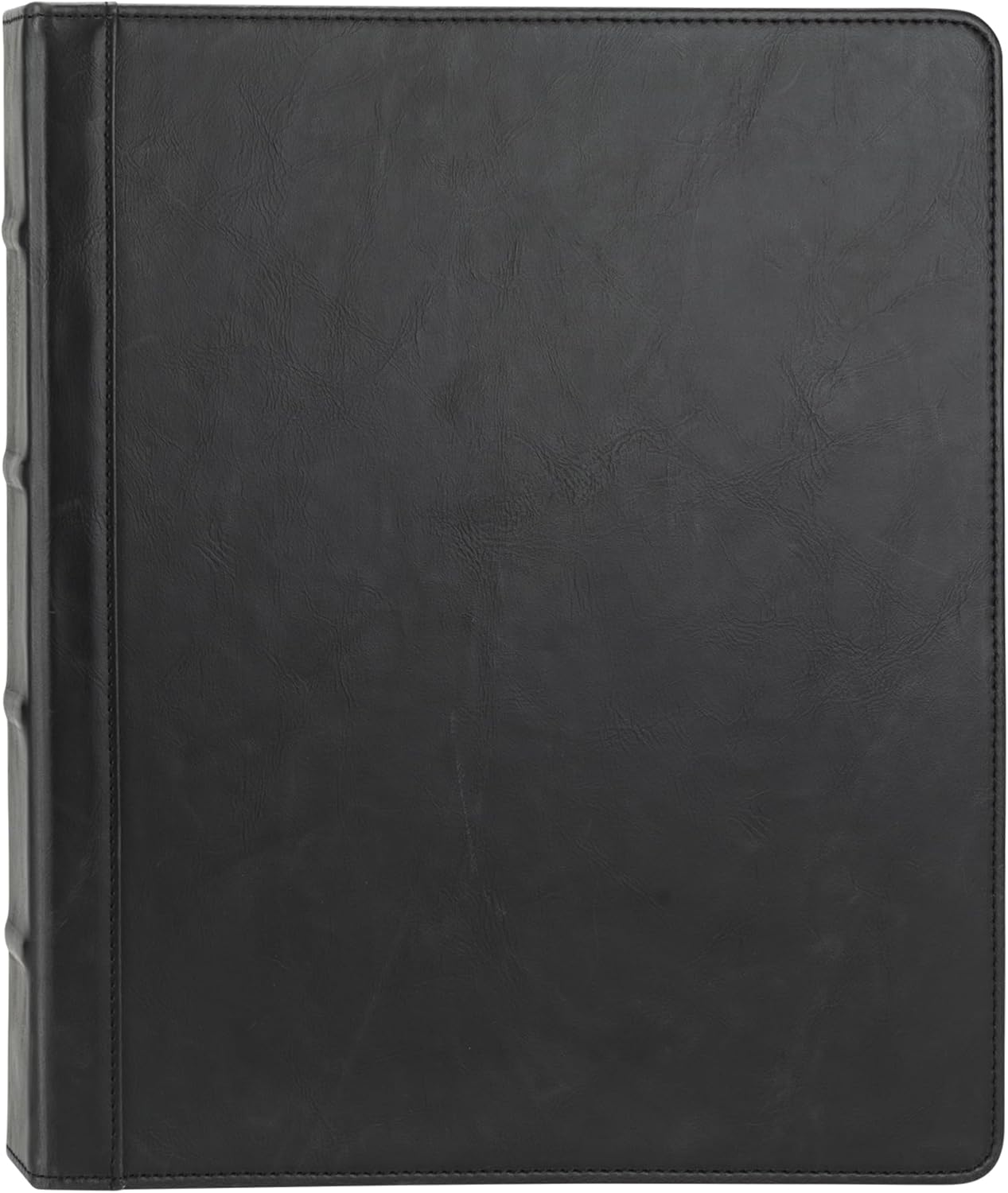 Samsill Vintage Leather Binder, 1 Inch Round Ring (Holds 200 Sheets), Letter Size 8.5x11 Documents, Professional Organizer Portfolio, No Zipper, Black