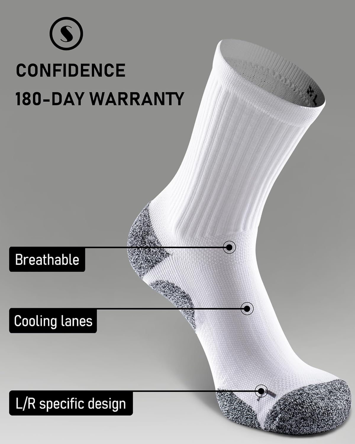 Elite Cushioned Compression Mid-crew Socks 4-Pack for Youth Women Men