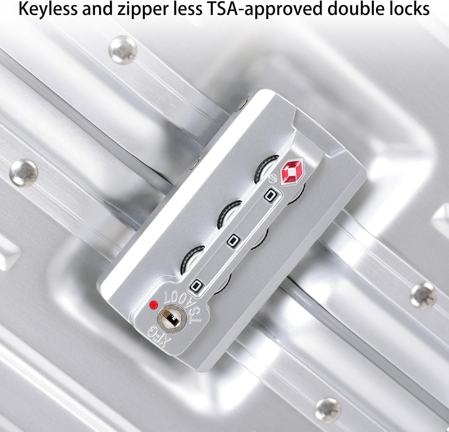 Metal All Aluminum Carry-on Luggage TSA Customs Lock Zipperless Silent Rotary Wheel Business Suitcase Aluminum Frame Set (silvery, 2Piece(20/26))