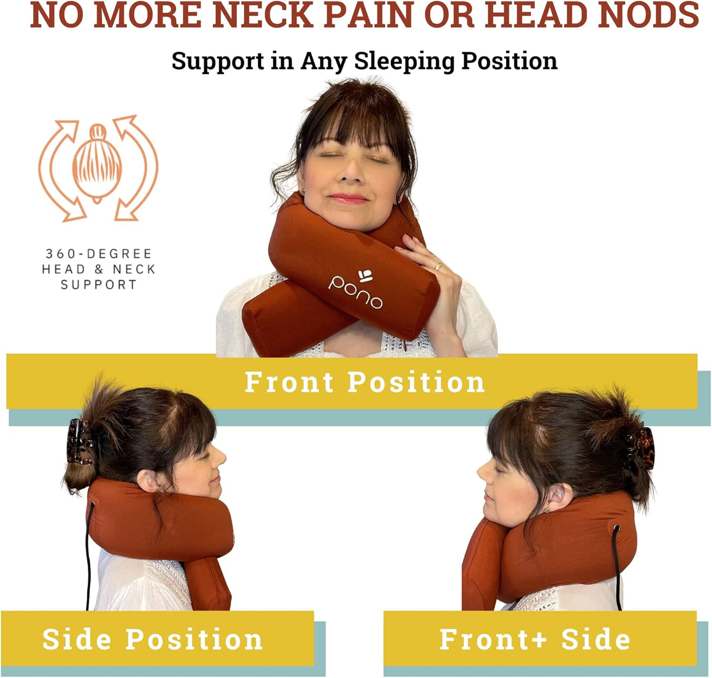 Pono Neck Cradle Travel Pillow (Patented): Memory Foam, Ergonomic 360° Adjustable Support, Prevents Head Nods. Infinity Shape Fits All Adults. Foldable Design for Easy Portability (Twilight Slate)