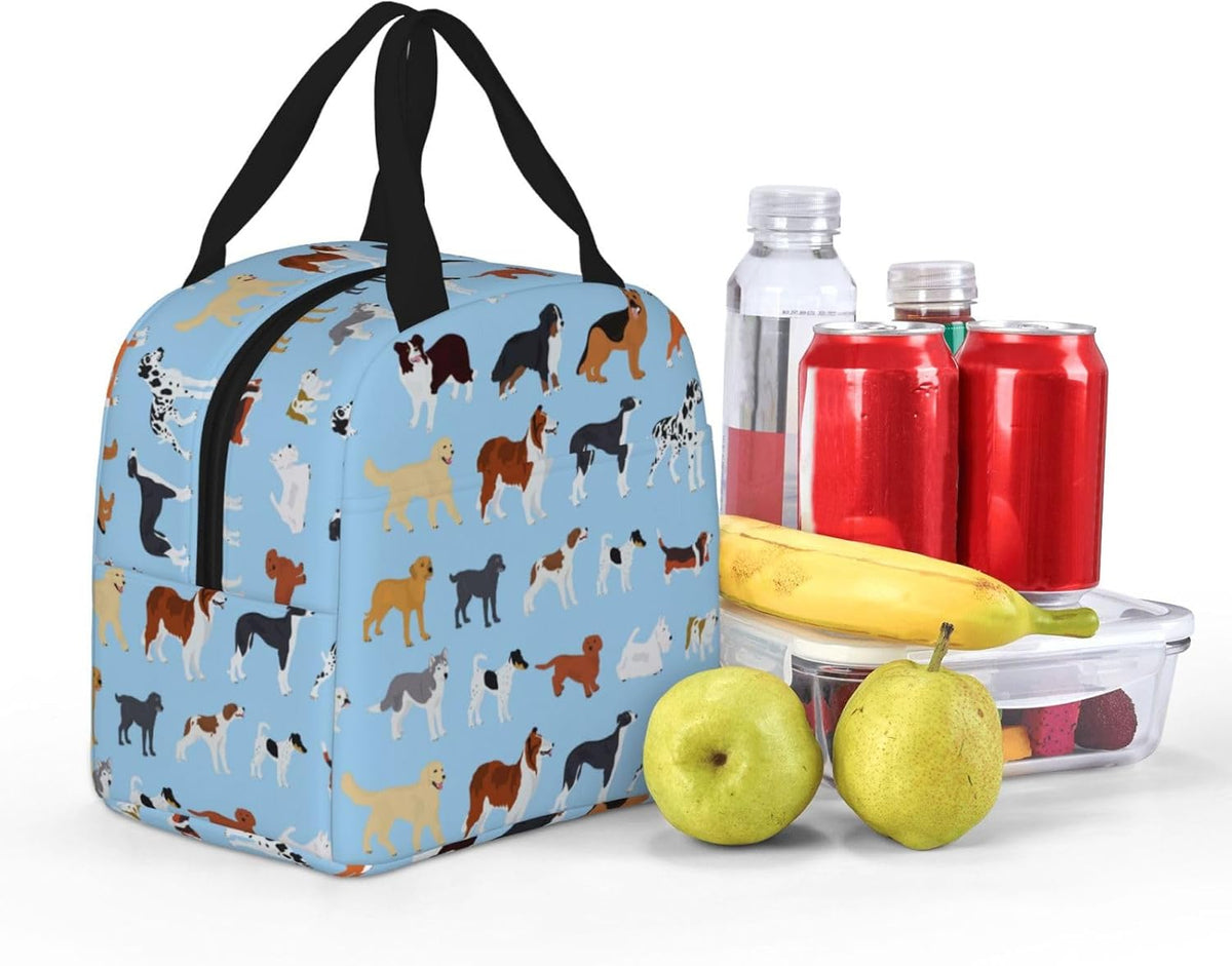 Cute Dog Lunch Box Puppy Lunch Bag Insulated Reusable Lunch Tote Bag Cooler Tote Bag for Men Women