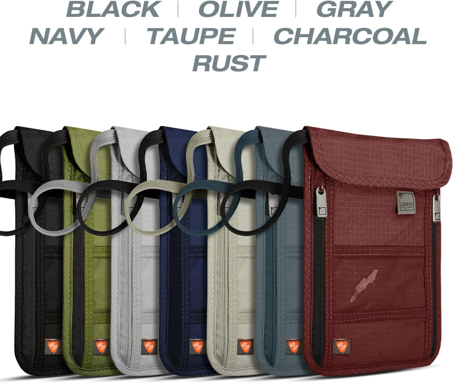 Lewis N. Clark RFID Blocking Stash Neck Wallet, Travel Pouch + Passport Holder for Women & Men, Taupe, One Size