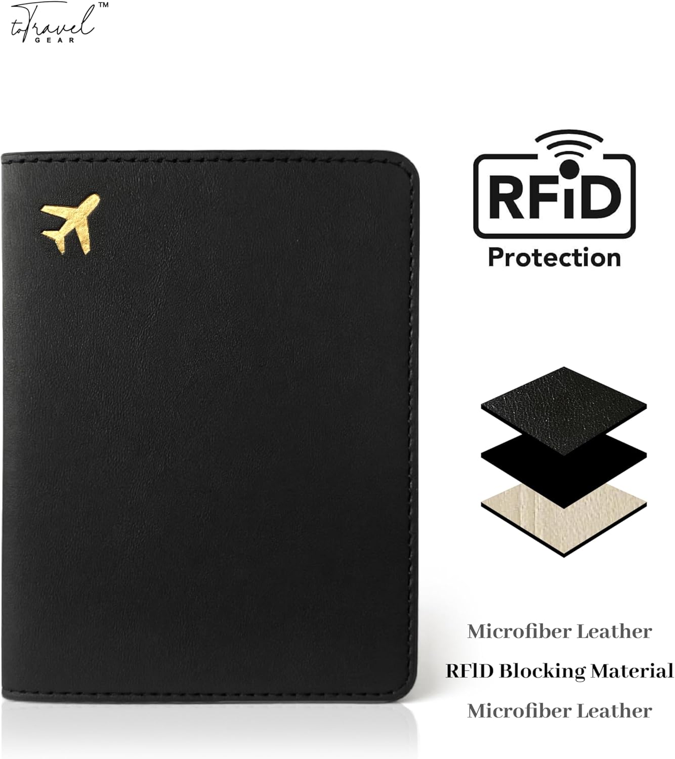 Passport Holder for Travel Essentials,RFID Blocking Passport Cover Case for Travel Accessories,Travel Wallet for Women Men (Black)