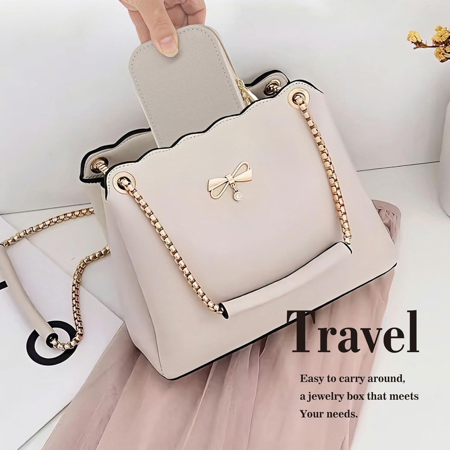 Travel Jewelry Case Bulk Of 4 For Women Weekend Trips, Gold Zip, PU Leather Compact Jewelry Organizer For Earring Bracelets Gray Travel Jewelry Box Set 4 Perfect For Small Bridesmaid Jewelry Box Gift