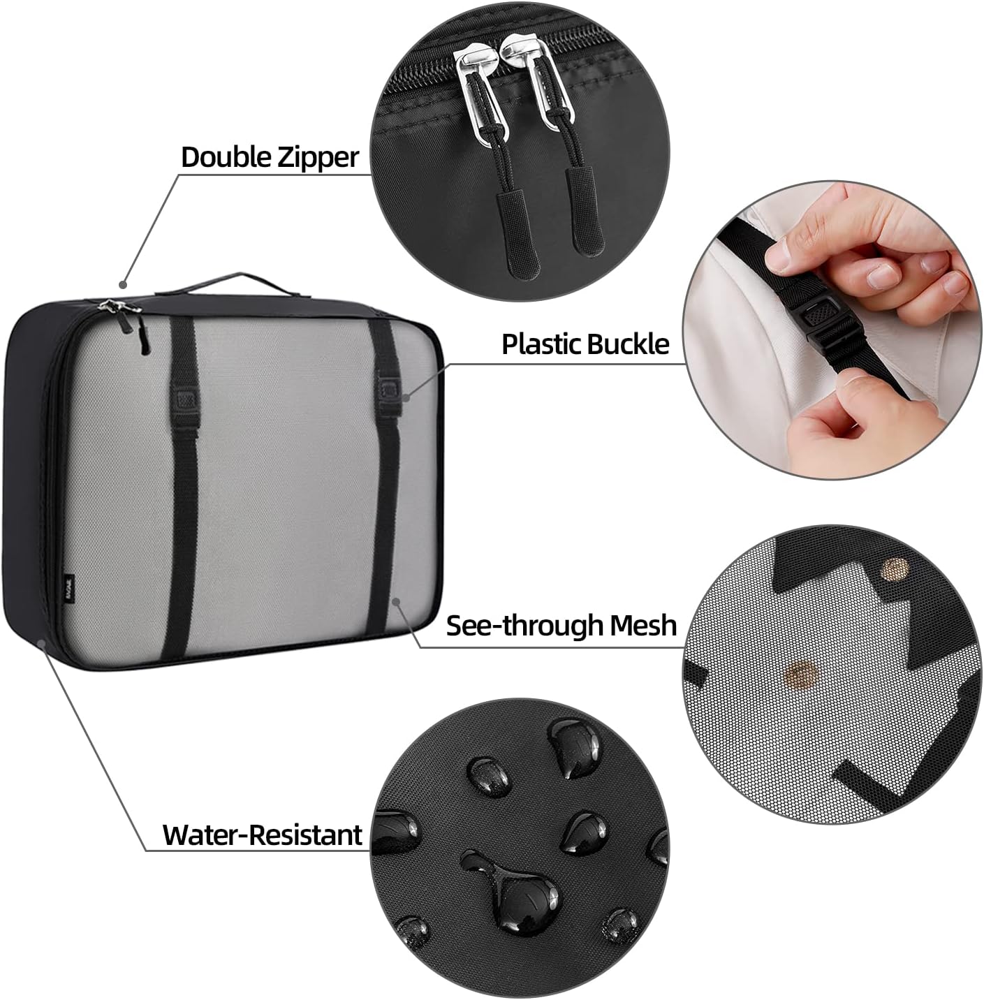 BAGAIL 6 Set/8 Set/10 Set Packing Cubes Various Sizes Packing Organizer for Travel Accessories Luggage Carry On Suitcase