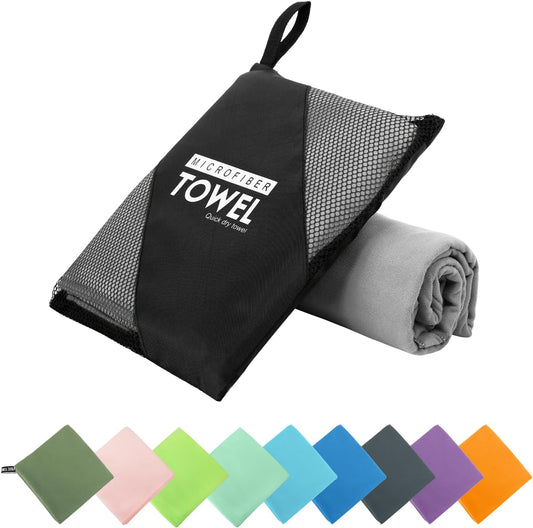 Microfiber Travel Towel, Soft Lightweight Quick Dry Towel, Super Absorbent Compact Travel & Sports & Beach Towels for Camping, Backpack, Gym, Swimming, Yoga, Hiking (XS:12"×24" -Gray)