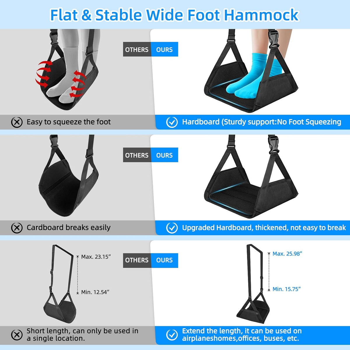 Airplane Foot Hammock for Plane Travel,Foot Sling Swing Rest for Airplane Travel,Plane Foot Hammock and Leg Rest for Long Air Flight,Feet Hammock Footrest and Leg Sling for Long Air Flights.