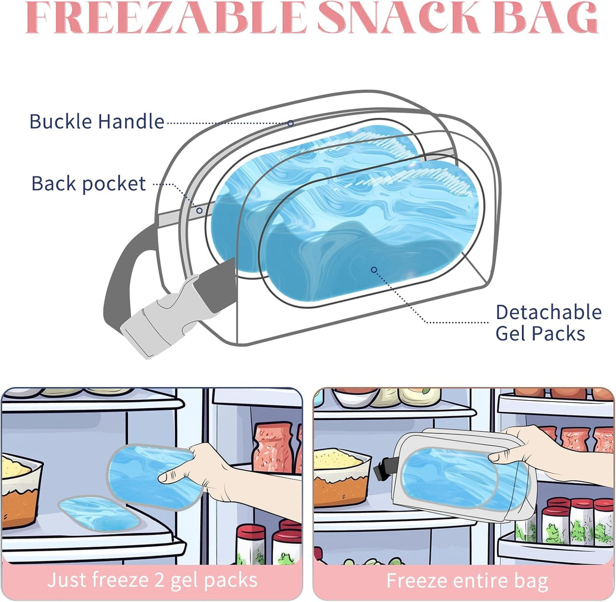 Cerbonny Small Cooler Bag Freezable Lunch Bag for Work School Travel, Leak-Proof, Insulated, Portable, Lightweight, 2.5L, Love Pattern