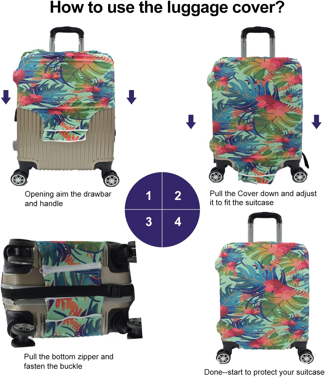 Travel Luggage Cover, Suitcase Protector Bag Fits 29-30 Inch Luggage Colorfulmaple