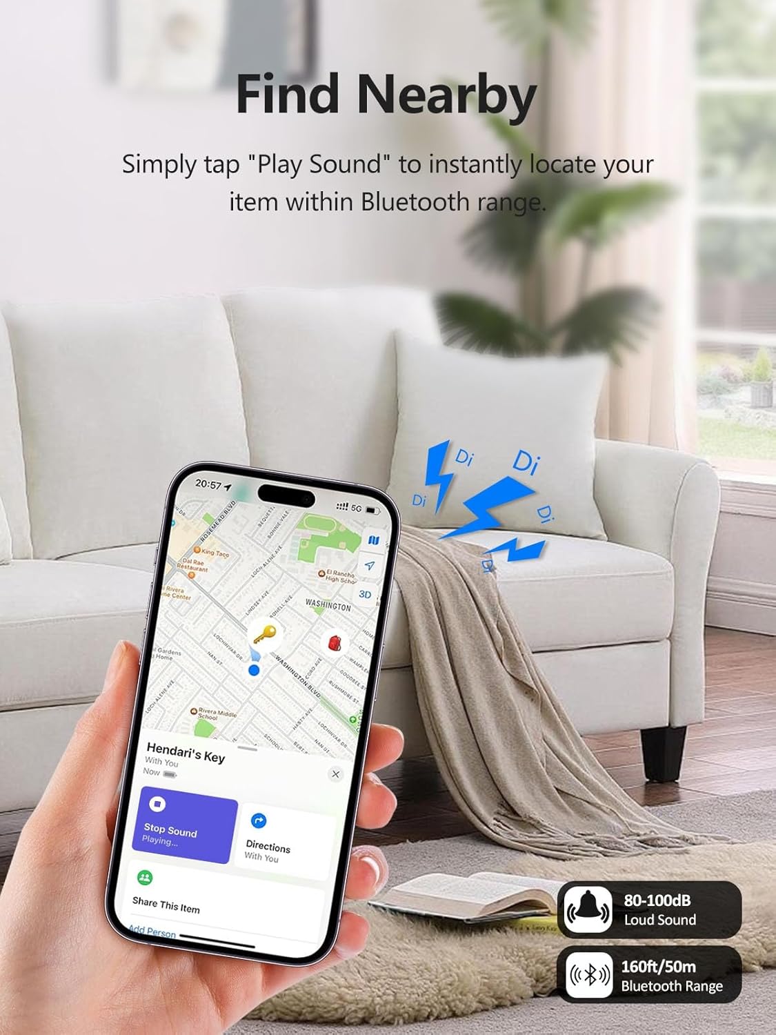 Tracker Tags, Item Finder Work with Apple Find My (iOS Only), Tracking Device Locator Smart Tag for Luggage, Keys, Wallet, Bike, Pets, Bags (Blue, 1 Pack)