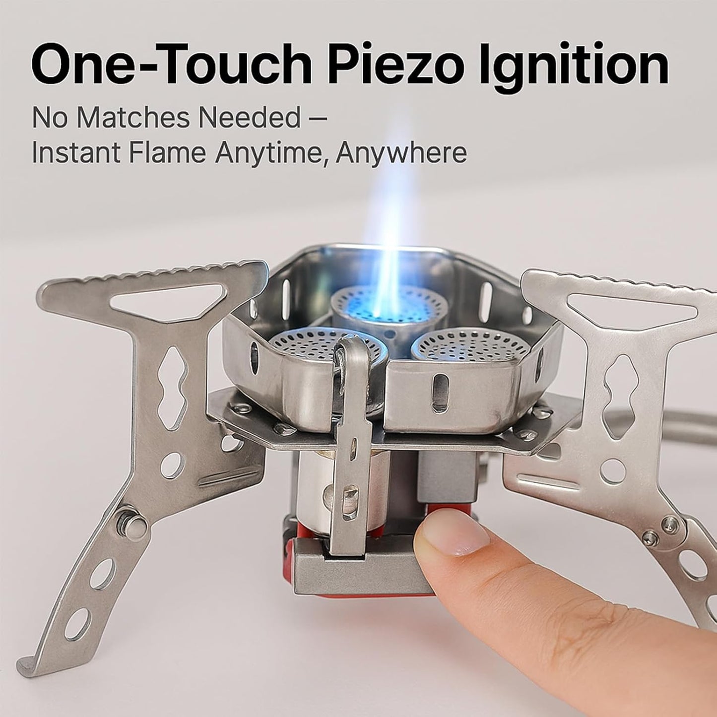 Windproof Camping Stove, Portable Camping Stove with Piezo Ignition, Collapsible Design with Carrying Casefor Outdoor Hiking, Backpacking, Picnic & Emergency Cooking (6800W)