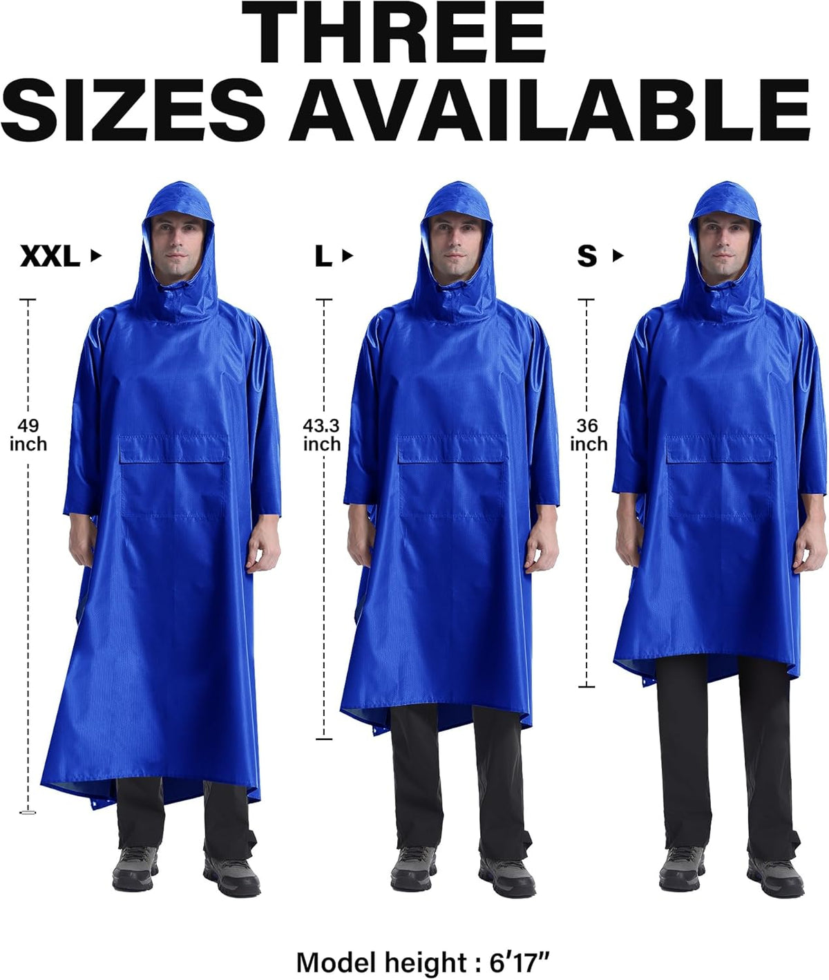 iCreek Hooded Rain Poncho with Pocket Waterproof Lightweight Unisex Raincoat Jacket for Hiking, Camping, Outdoor